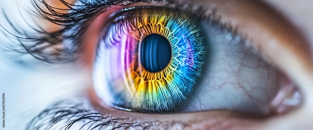 Poster close-up of a human eye with a colorful iris.