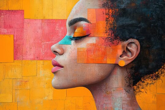 contemporary art collage featuring dynamic coaching elements each illustrated with vibrant graphics the composition reflects inspiration growth and empowerment in personal development