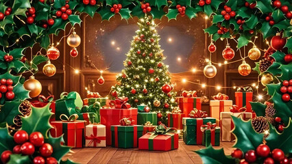 christmas tree with gifts decoration