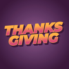 Thanksgiving text effect in bold font with 3D style