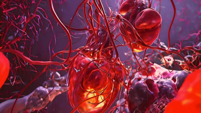 red blood cells as they move through arteries, veins, and capillaries, carrying oxygen to organs and tissue