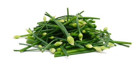 Chives flower or Chinese Chive isolated on white background.