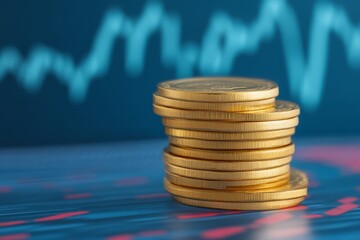 Gold Coins and Stock Market Graph.