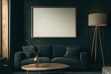 シックなリビングルームのモックアップフレーム | Chic Living Room with Mockup Frame