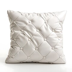 Fototapeta premium White leather pillow isolated on white background