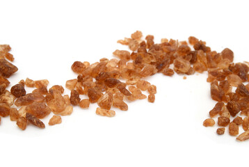 Brown sugar cubes isolated on white background