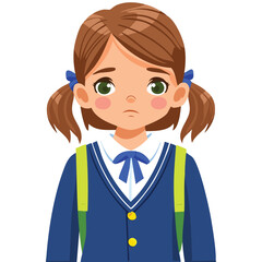 Portrait of a sad girl wearing a school uniform
