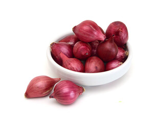 Red onions isolated on white background