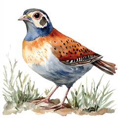 cute Quail watercolor clipart illustration isolated