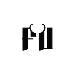 FU monogram logo design letter text name symbol monochrome logotype alphabet character simple logo