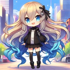 Blue-Tipped Chibi Heroine