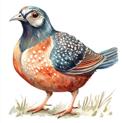 cute Quail watercolor clipart illustration isolated