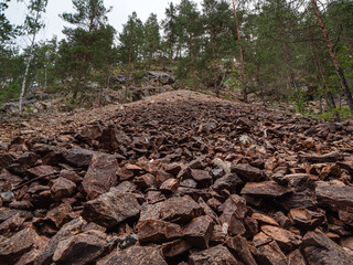 Southern Urals, Bashkir State Nature Reserve: rock dumps at abandoned mines for the extraction of...