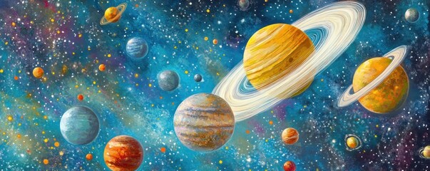 A vibrant depiction of planets and space, showcasing the beauty of the universe.