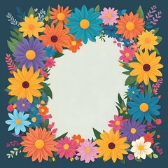 Obraz premium Colorful Flower Border with Empty Center