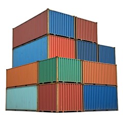 Obraz premium Stack of shipping containers isolated on white background