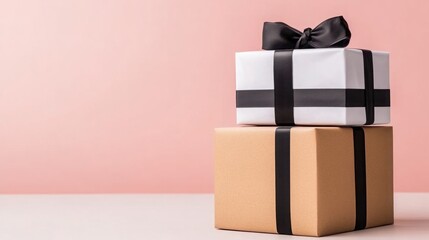 Obraz premium Festive Cheetah-Themed Exclusive Christmas Sale Banner Featuring Stylishly Wrapped Gifts on Soft Pink Background