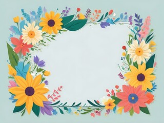 Obraz premium Colorful Floral Border with a White Center
