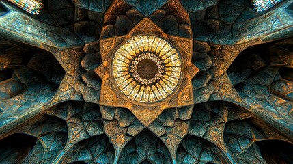 Iranian ceiling with intricate Persian patterns