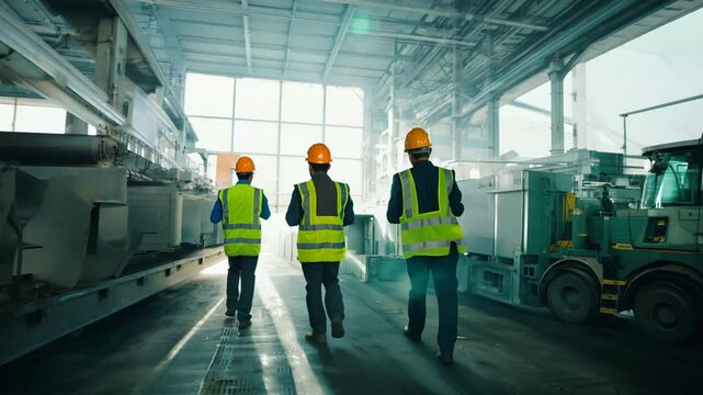 Construction Safety Workers Walking Through a Factory During Daytime Generative AI