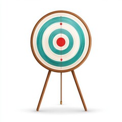 Target Board Displaying Vivid Red and Blue Circular Pattern, Designed for Archery Practice and Precision Shooting, Isolated on White Background for Visual Appeal