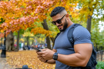 Fototapeta premium A marketer checking user feedback on social media with a smartphone, responding to comments