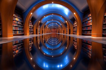A quiet library with a vast collection of books, symbolizing accumulated knowledge over centuries
