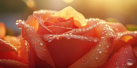 Bouquet of Roses with Morning Dew in Sunlight