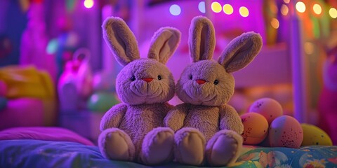 Bunny Plush Toys in Easter Setting