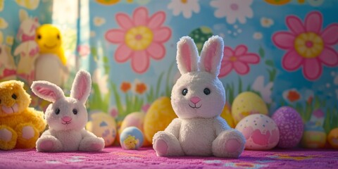 Bunny Plush Toys in Easter Setting