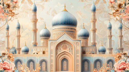 Elaborate Mosque with Floral Accents and Intricate Details