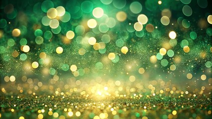 Obraz premium Emerald and Gold Sparkle Background A Festive Display of Shimmering Lights and Glitter