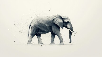 Fototapeta premium elephant where the body is formed by intertwining light beams and waves,