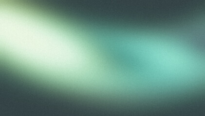 Abstract glowing green blue color grainy gradient background, empty space