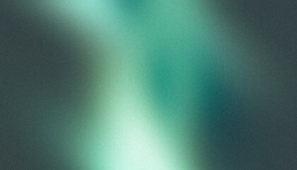 Abstract glowing green blue color grainy gradient background, empty space