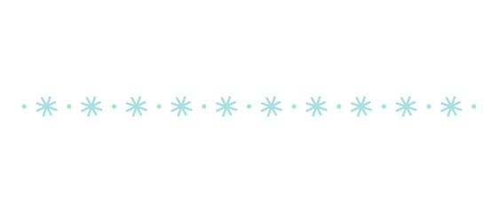 Winter snowflakes decorative border template isolated on white background.