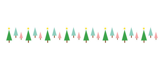 Christmas trees decorative border template isolated on white background.