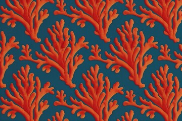 Coral Brocade Textile Design with Rich Color and Playful Motion