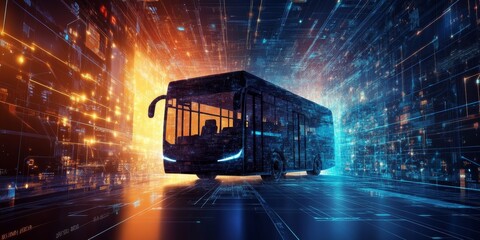 Global business internet network connection into internet of things business intelligence concept bus