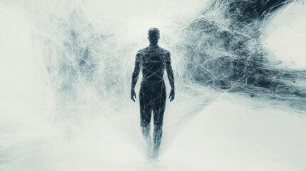 Obraz premium A conceptual representation of a human form disintegrating