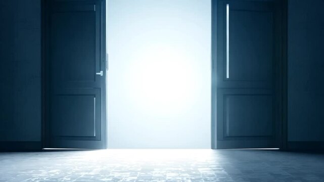 Opening Doors Revealing a Bright Light in a Serene Setting Generative AI