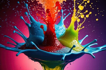 Vibrant Eruption of Juice: A Three-Dimensional Abstract Splash with Colorful Droplets and Textures