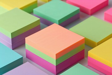 Obraz premium Shaded Sticky Post-It Notes in Assorted Colors Isolated on a Background