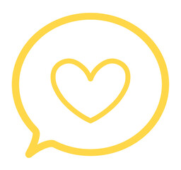 シンプルな黄色のハートマークと吹き出し