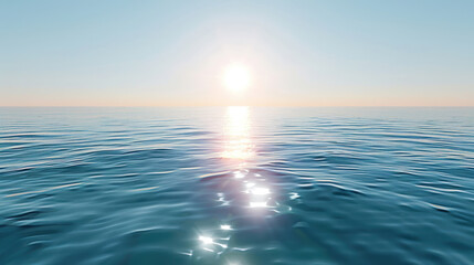 Obraz premium A clear, cloudless sky at noon, the sunlight reflecting off a calm sea, creating a bright, inviting atmosphere