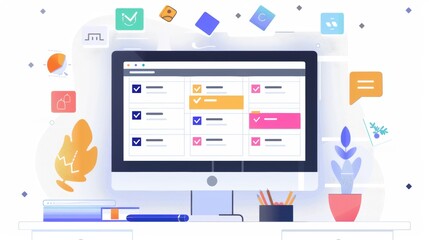 Computer Screen with To Do List App  Task Management  Productivity Concept