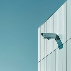 Security Camera Mounted on Modern Building Wall