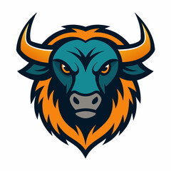 Bison head vector art illustration