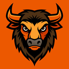 Bison head vector art illustration