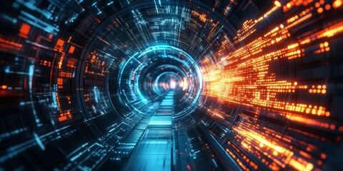 Futuristic abstract technology background abstract digital technology concept Futuristic tunnel